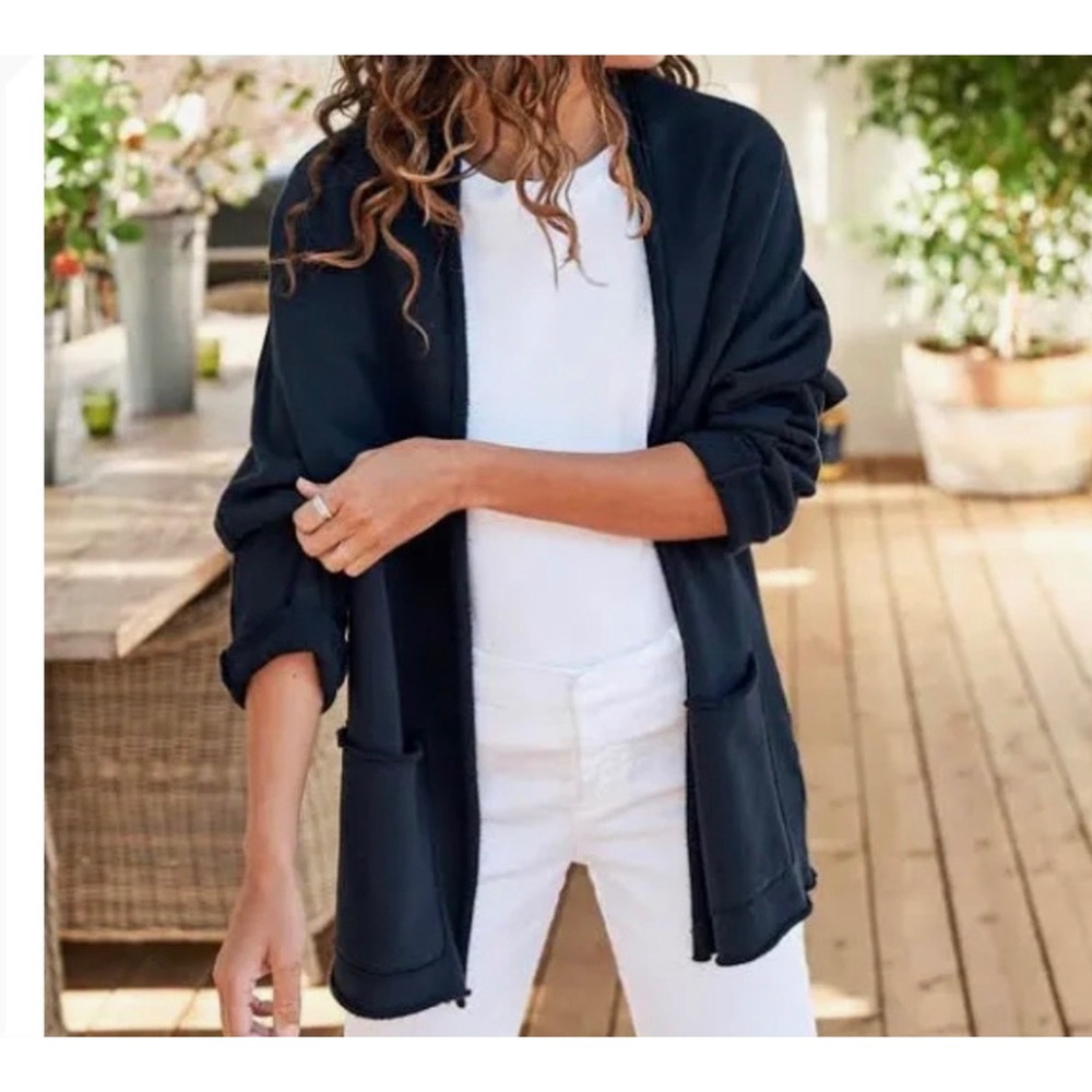 Frank & Eileen Barbara oversized cardigan Navy S cotton minimalist classic chic